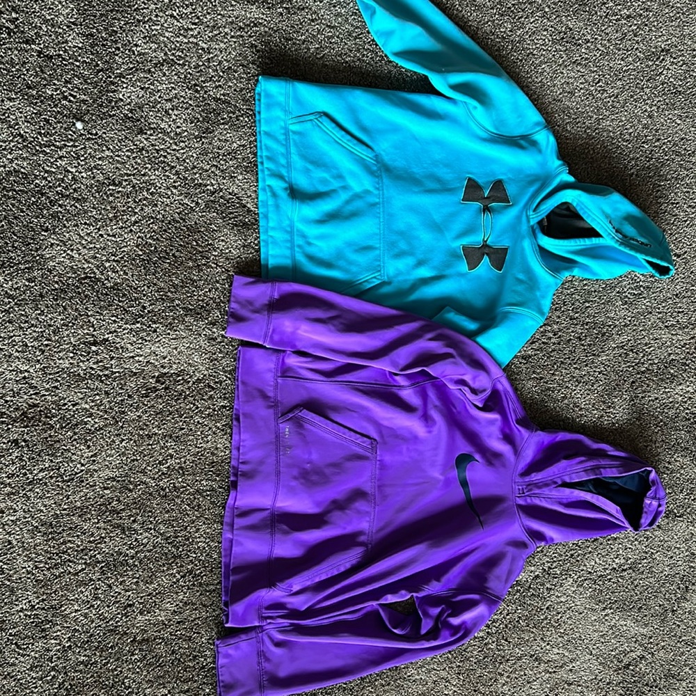2 youth large hoodies brands Under Armour and Nike. Good condition.